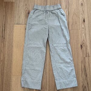 Everlane Easy Pant in canvas tan/navy stripe, size small